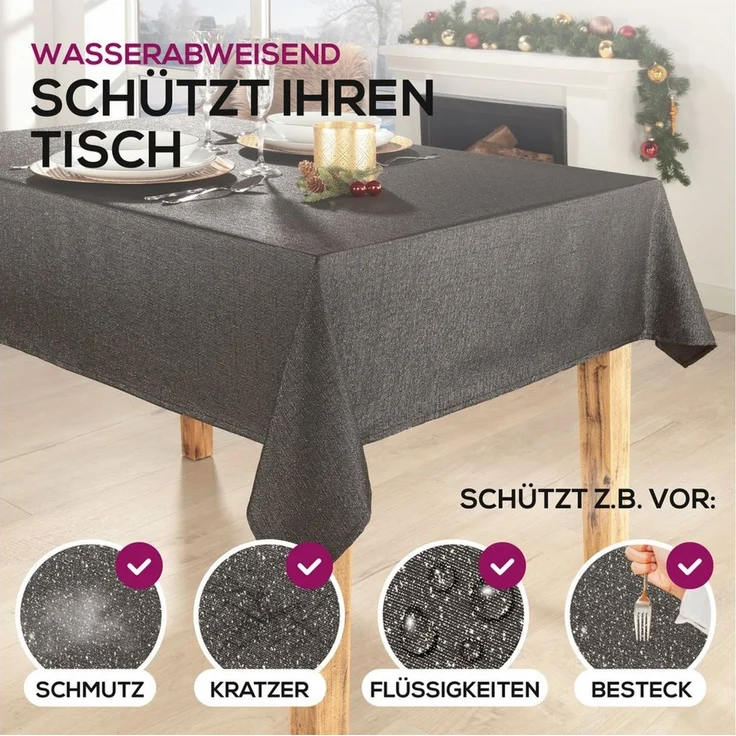 Beautex Tischdecke Lurex Tischdecke Weihnachten, Silber Gold glänzend, Weihnachtstisch (1-tlg) – Bild 3