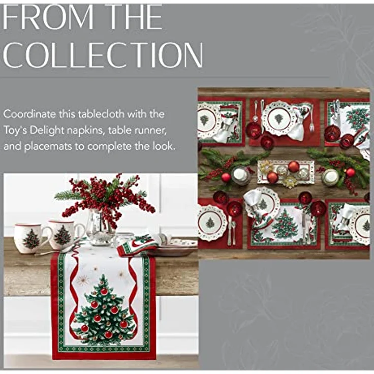 Elrene Villeroy & Boch Toy's Delight Weihnachts-Tischdecke, Weihnachts-Tischdekoration, 152,4x213,4 cm, rechteckig – Bild 6