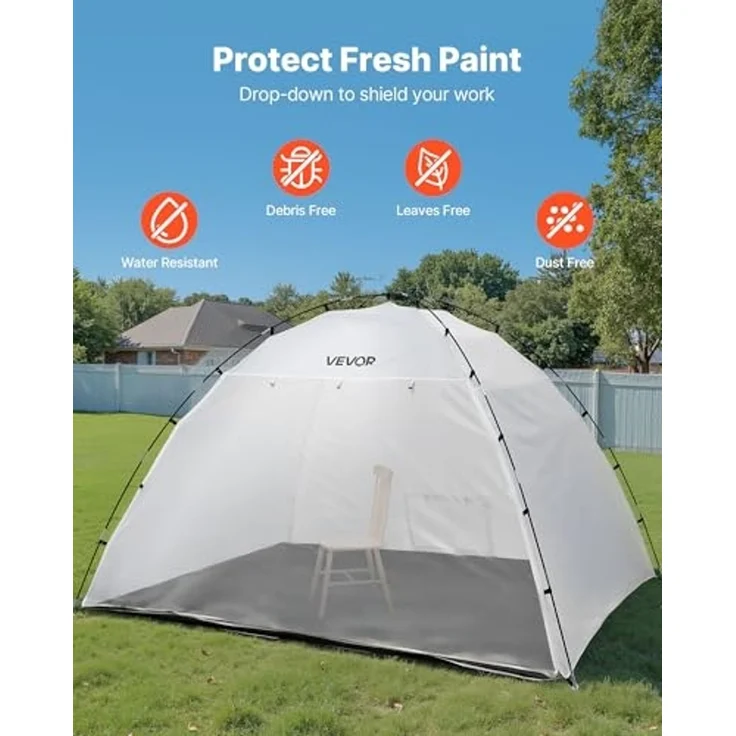 VEVOR tragbares Lackierkabinenzelt (293 x 230 x 188 cm Arbeitsbereich) Sprühfarbenzelt für Sprühmalerei, wasserfeste Farbkabine mit integriertem Boden & aufrollbarer Tür für Schränke Stühle Tische – Bild 5