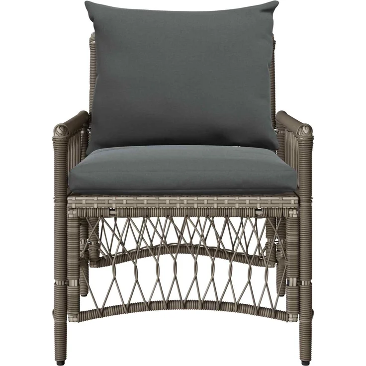 vidaXL Gartenstuhl mit Kissen Grau 73 x 61 x 77 cm Poly-Rattan 42006219 – Bild 2