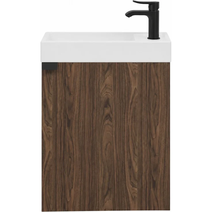 Badplaats Toilettenmöbel Keno 50 x 23 cm – Walnuss Braun – Waschtischunterschrank mit Waschbecken – Bild 4