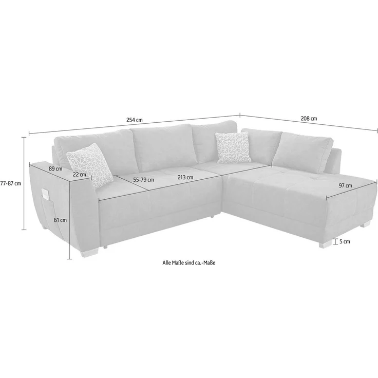 Jockenhöfer Gruppe Ecksofa Luzern L-Form, mit Bettfunktion und geräumigen Bettkasten – Bild 3