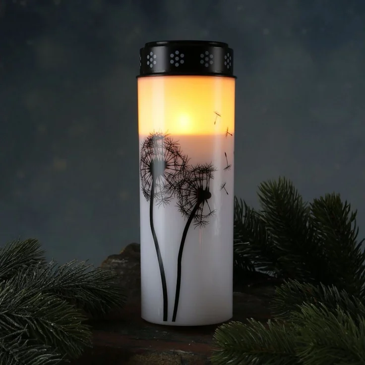 MARELIDA LED-Kerze LED Grablicht Grabkerze Pusteblume bis 2500 Std. Friedhofskerze 21cm, LED Classic, amber – Bild 3