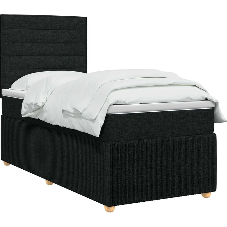 vidaXL Boxspringbett mit Matratze Schwarz 100 x 200 cm Stoff 3454321 – Bild 3