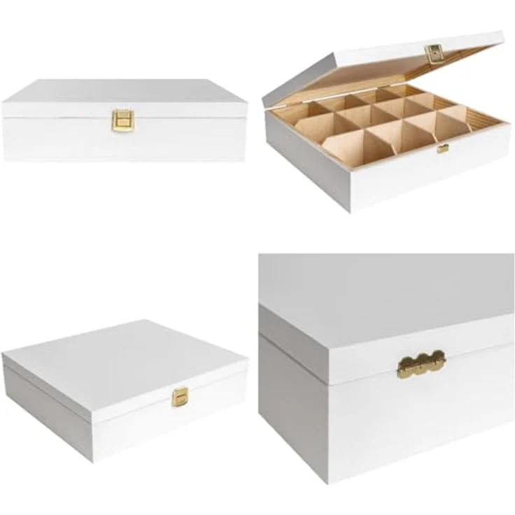 Creative Deco Teedose Teebox Holz aus Natürlichem Kiefernholz, Teebox Holz mit Deckel – Bild 9