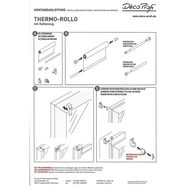 Verdunklungsrollo Thermorollo ohne Bohren, DécoProfi, verdunkelnd, mit Bohren/ohne Bohren, Fenster- oder Wandmontage – Bild 3