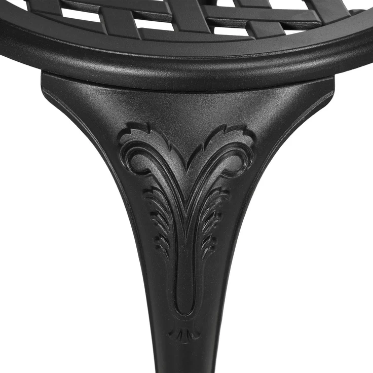 3-teiliges Gartenset mit 2 Gartenstühlen und einem Glas-Beistelltisch mit Sonnenschirmloch, aus Aluminium, schwarz – Bild 10