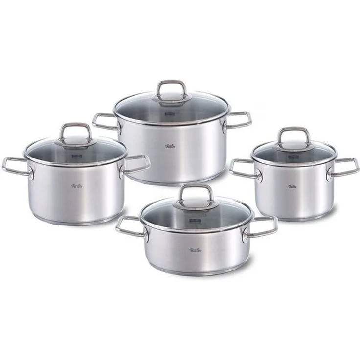 Fissler Topf-Set Viseo Topf-Set, Edelstahl 18/10 (Set, 8-tlg, 1x Bratentopf 20 cm, je 1x Kochtopf 16/20/24 cm), Induktionsgeeignet, Mess-Skala, Made in Germany – Bild 4