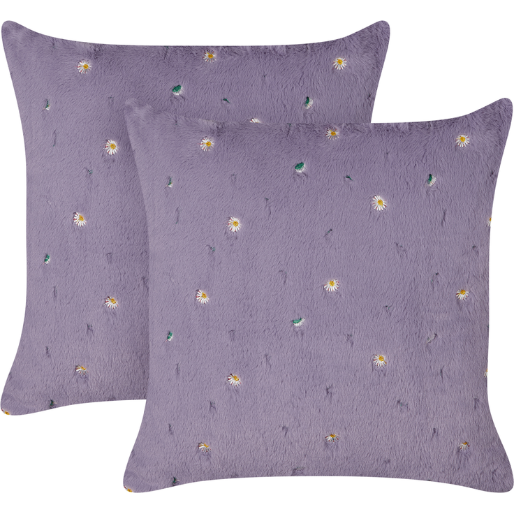 Kissen 2er Set Blumenmuster LAVATERA 45 x 45 cm Violett