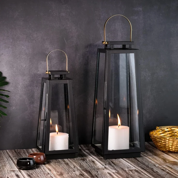 Marrakesch Orient & Mediterran Interior Kerzenlaterne 2er Set Skandinavisches Design Balkon Windlicht Gartenlaterne Eirik (2 St), 2er Set – Bild 2
