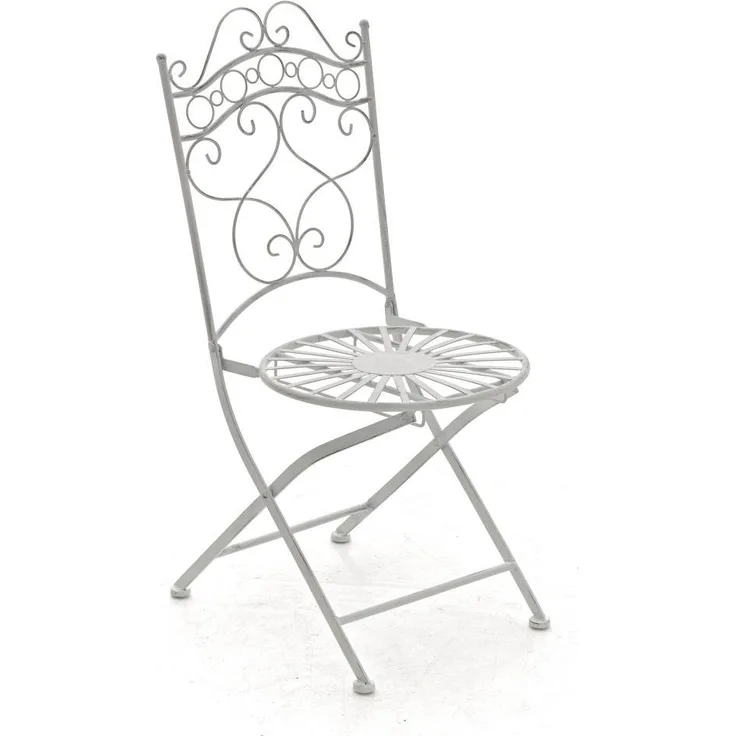 CLP Stuhl Indra handgefertigter Gartenstuhl aus Eisen,antik weiß