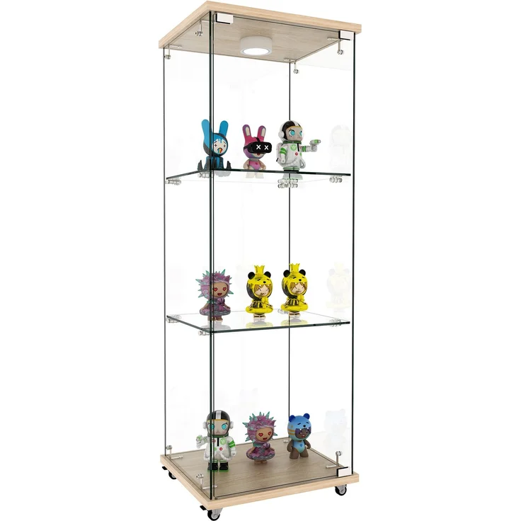 DESVIAE Vitrine mit LED-Beleuchtung und Glastür 42,5x120x36,5 cm MDF und Glas Natur – Bild 7