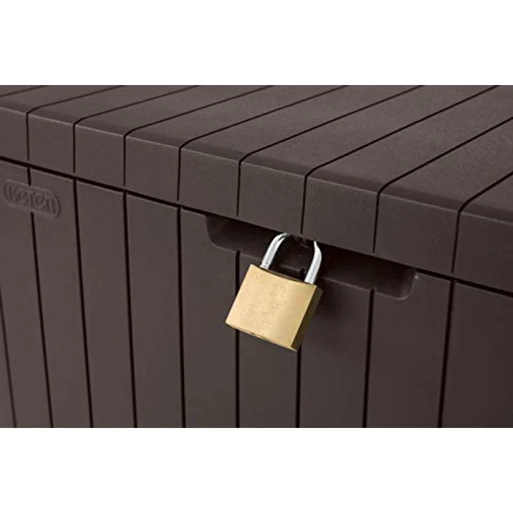 Keter City Box, Aufbewahrungsbox, Braun, Inhalt: 113L, Maße: HxTxB 55 x 44 x 57,8 cm, ideal für Balkon und kleine Flächen – Bild 6