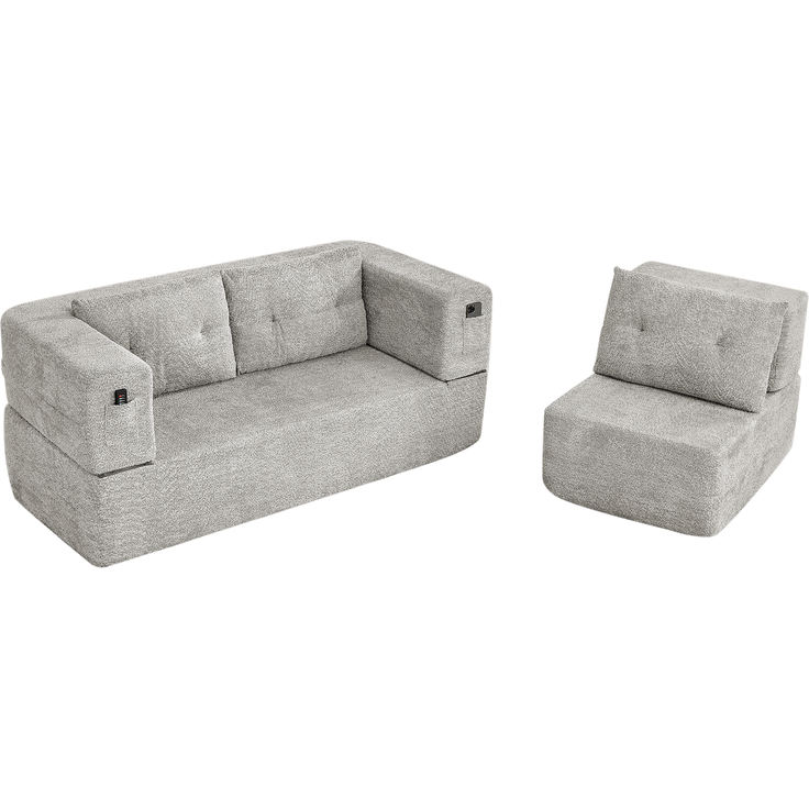 ZUBALIYA SchlafSofa mit breiten Armlehnen, modular aufgebaut, ohne aufwendige Montage, für Wohnzimmer und Apartments, Dunkelgrau – Bild 19