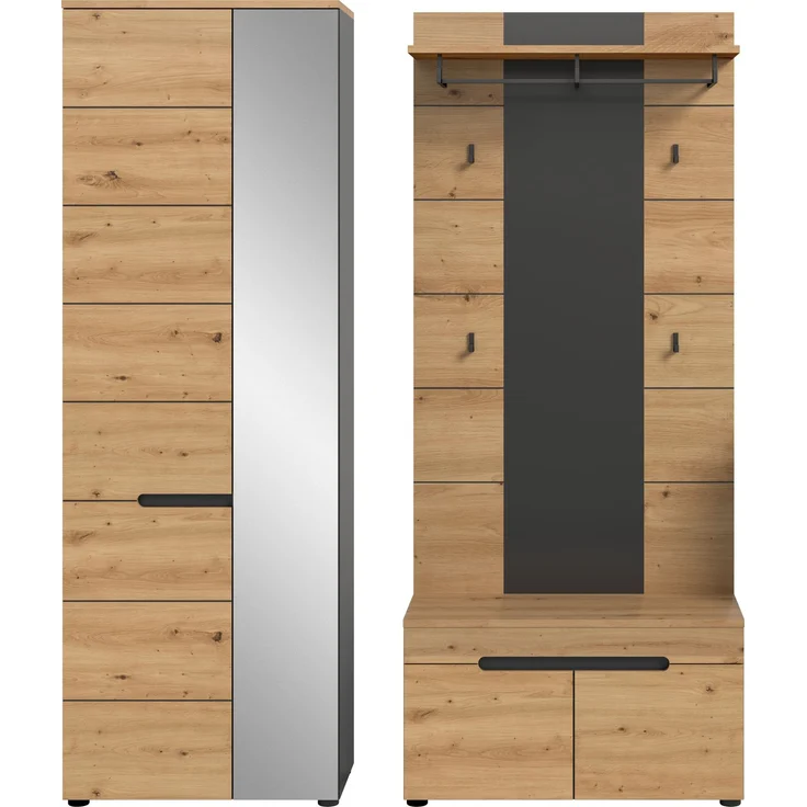 Garderobenkombination (B/H/T: 160x190x37 cm) in Artisan Nachbildung – Bild 2