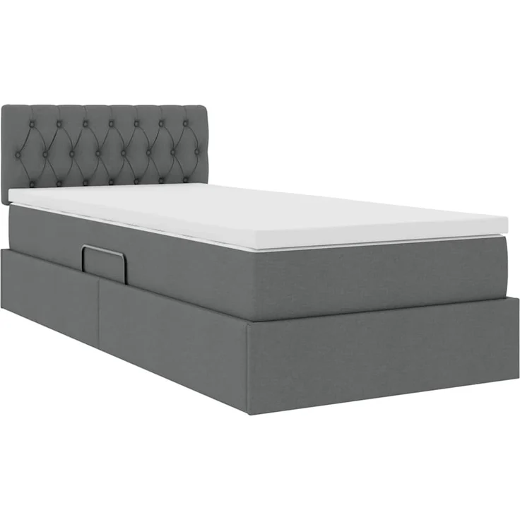 vidaXL LED-Speicherbett mit Matratze Dunkelgrau 90 x 190 cm Stoff 3371176 – Bild 6