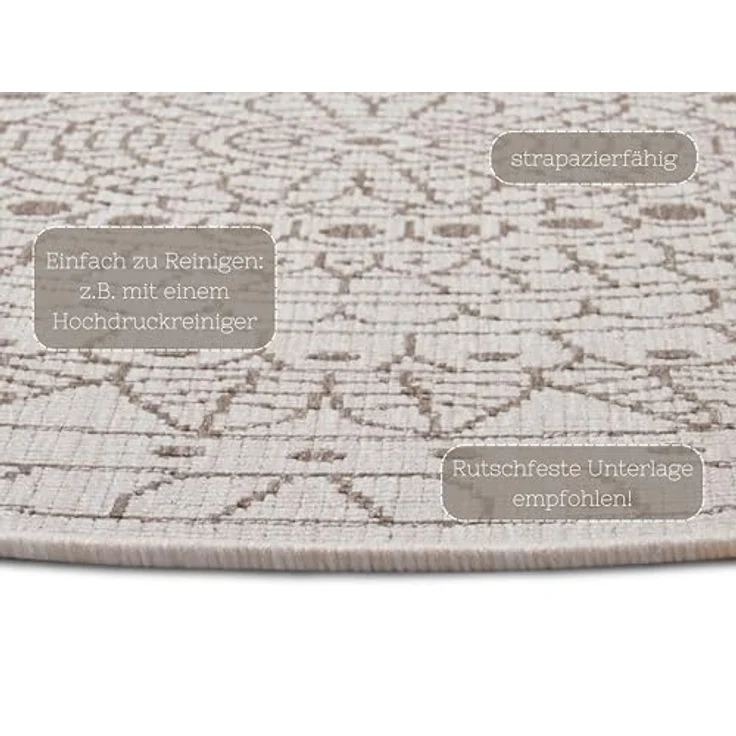 NORTHRUGS Teppich Porto Wendeteppich, rund, Höhe: 5 mm, In-& Outdoor, Wetterfest, Balkon, Garten, Wohnzimmer, Wasserfest – Bild 5
