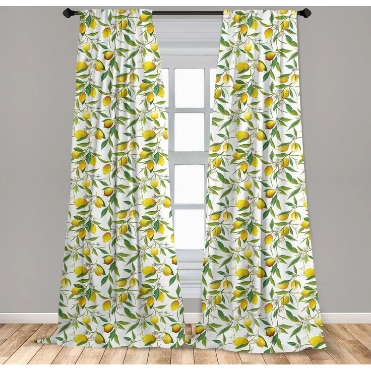 Abakuhaus Gardine Vorhang für Wohnzimmer Schlafzimmer Dekor, Microfaser, Natur Lemon Woody Romantic – Bild 2