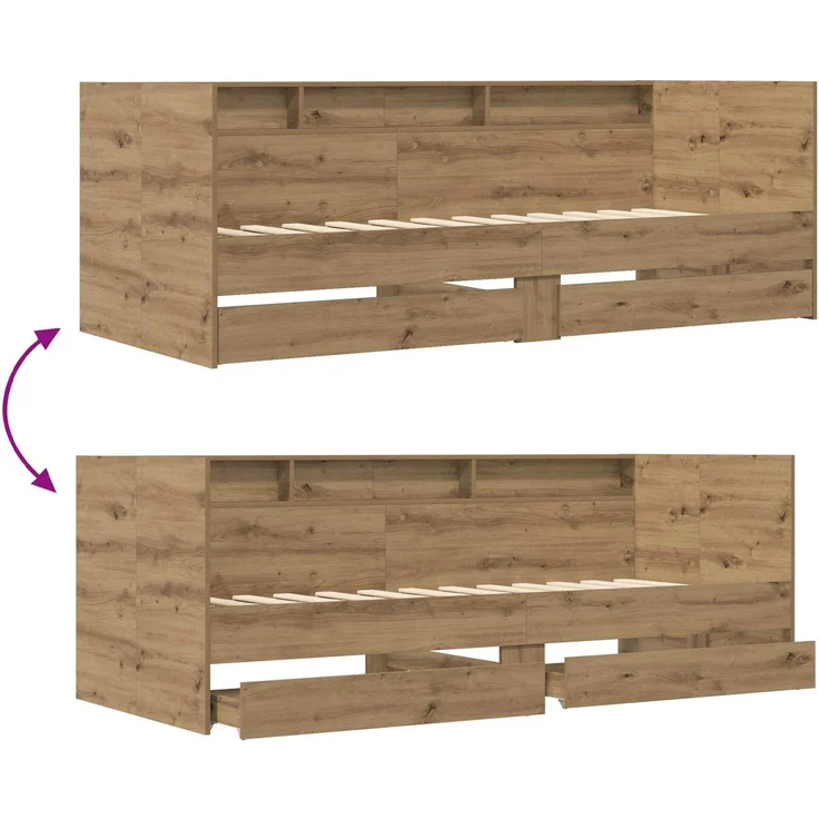 vidaXL Tagesbett mit Schubladen Kunsthandwerk Eiche Holzwerkstoff 3429644 – Bild 8