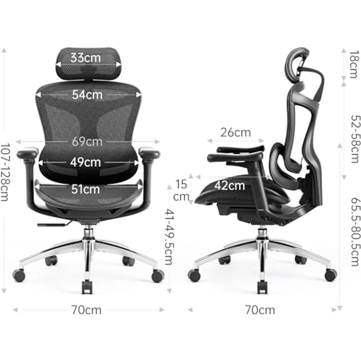 SIHOO Doro C300 Ergonomischer Bürostuhl mit ultraweichen 3D-Armlehnen, dynamischer Lordosenstütze, Verstellbarer Rückenlehne (Schwarz) – Bild 3