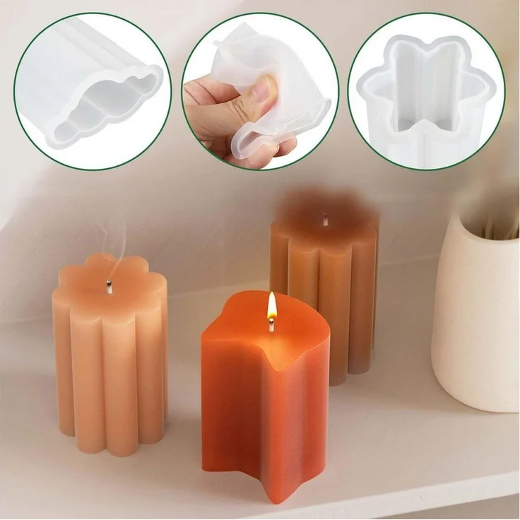 FOUORTUNATE-BEE Silikonform 8er Set Silikon Kerzenformen, geometrische Gussformen, Kerzengießformen für Stumpen- & Duftkerzen, weiß – Bild 2