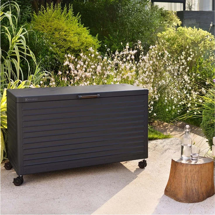 Mirador Auflagenbox Gartenbox Aluminium Anthrazit Kissenbox fur Garten Balkon (Komplett-Set, 1-tlg), Rollbar, Haltegriffe, Gasdruckfedern – Bild 1