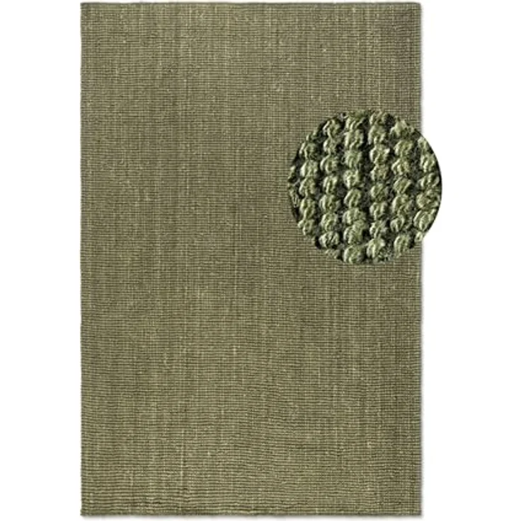 XXXL Flachwebeteppich Bouclé, Olivgrün, rechteckig, 60x90 cm, Oeko-Tex® Standard 100, pflegeleicht, beidseitig verwendbar, für Fußbodenheizung geeignet – Bild 4