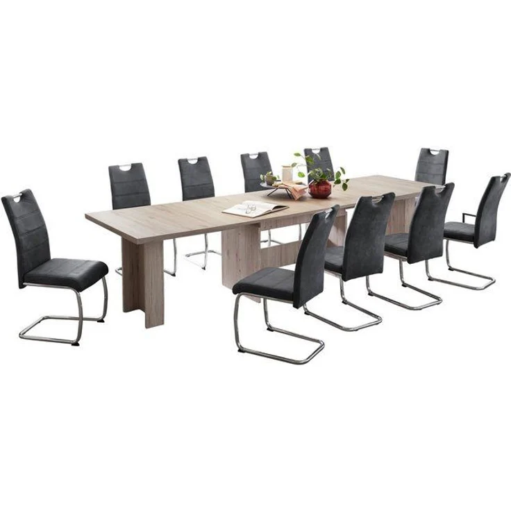 HELA Essgruppe Lia, 11tlg. Sitzgruppe, Extra viel Platz, (Set, 11-tlg, 11tlg.-Set, ausziehbar, Esstisch plus 10 Stühle), Ausziebar 160 - 300 cm – Bild 4