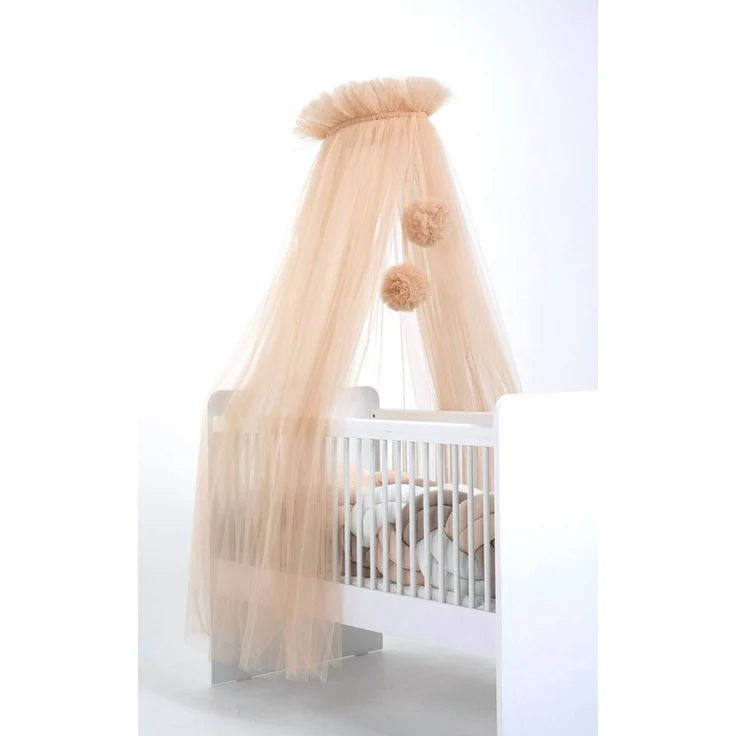 Baby Fancyroom Betthimmel Tüll Betthimmel für Babybett Babywiege Beistellbett Moskitonetz, 165cm lang, mit 2 Bommeln – Bild 3