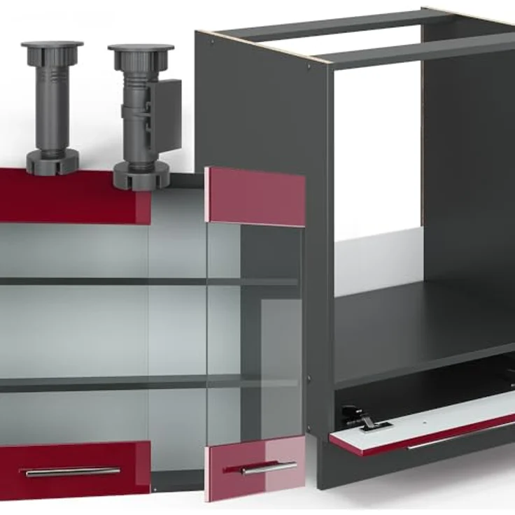 Vicco Eckküche Fame-Line, L-Form, Bordeaux/Anthrazit, Holzwerkstoff, 160x82x60 cm, ohne Geräte – Bild 6