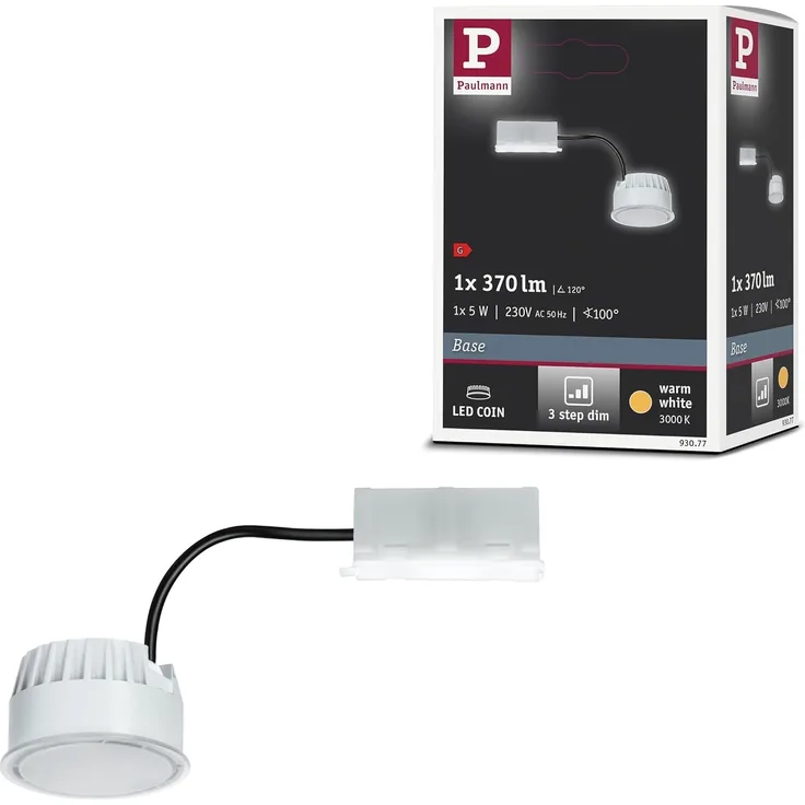 Paulmann 93077 LED-Modul Coin Base für Einbauleuchten 5W 3-Stufen-dimmbar 3000K Warmweiß