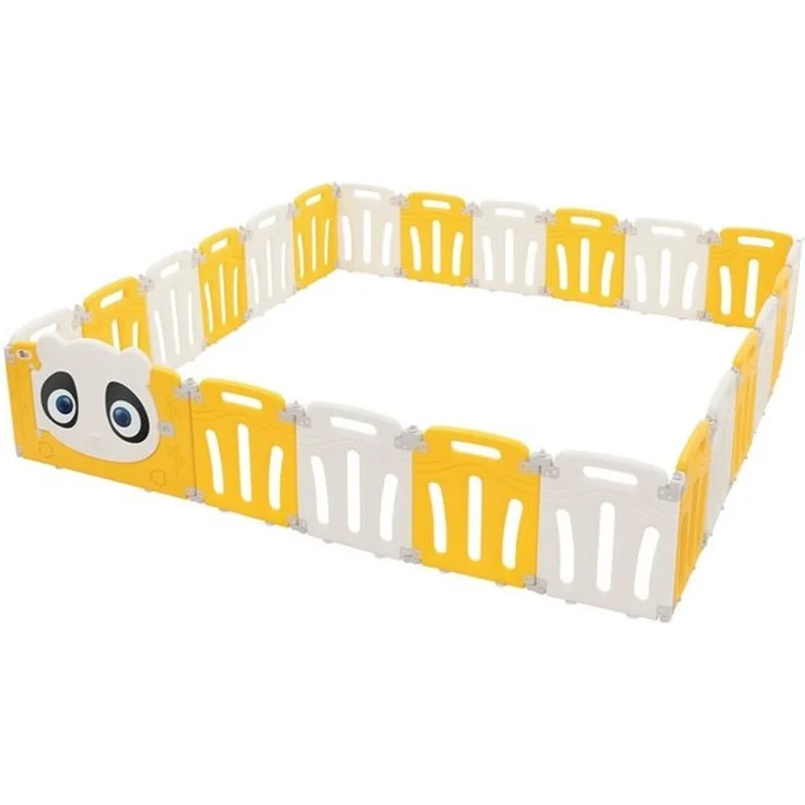 Joyz Laufgitter Laufstall Baby Krabbelgitter faltbar Absperrgitter Zaun Babygitter, Kinderlaufstall 240×240 cm Weiß-Gelb Schutzgitter mit Tür und Lernuhr – Bild 4