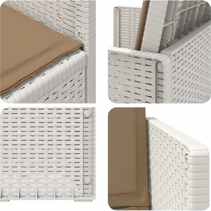 vidaXL Garten Esszimmerstühle 2 pcs Weiß und Taupe PP 8000004 – Bild 8