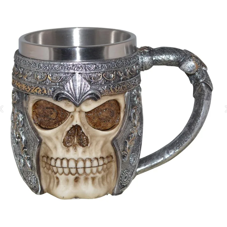 Edler Fantasykriger Krug mit Metalleinsatz Vikinger Vikings Wein Bier kelch