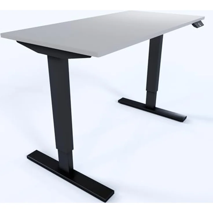 Bisley E-StarterTech, 2 Säulen, Maße Säule 45x75/50x80 mm, MFC Tischplatte, hochwertig und langlebig, Maße: H 25 x B 1400 x T 800 mm, Farbe: Gestell 333 schwarz Platte 007 lichtgrau – Bild 5