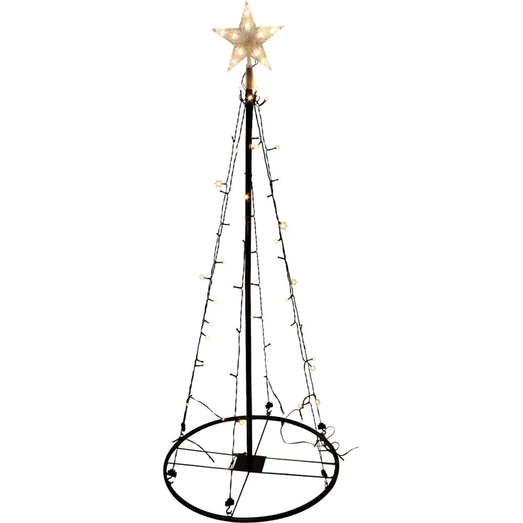 Spetebo LED Baum LED Lichterbaum mit Stern - 120 cm, 1, LED fest integriert, warmweiß, Weihnachtsbaum schwarz - Deko Lichter Kegel Baum Außen Innen, Weihnachtsbaum schwarz 70 LED - Deko Lichter Baum Außen Innen – Bild 1