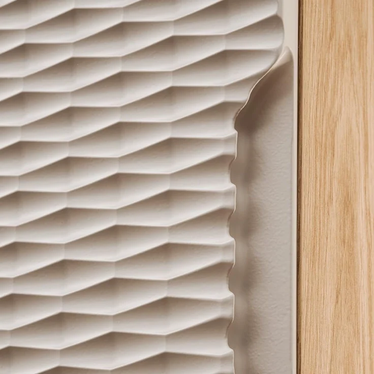 Lomadox Hochschrank OLUO-56-BEIGE Badschrank, 1-türig, Eiche mit beige, 3D-Struktur – Bild 3