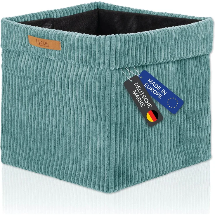 Lycce faltbare Aufbewahrungsbox - Cord, passend für Kallax Regal, abnehmbarer Bezug, robust, formstabil Türkis 31x33x33cm – Bild 2
