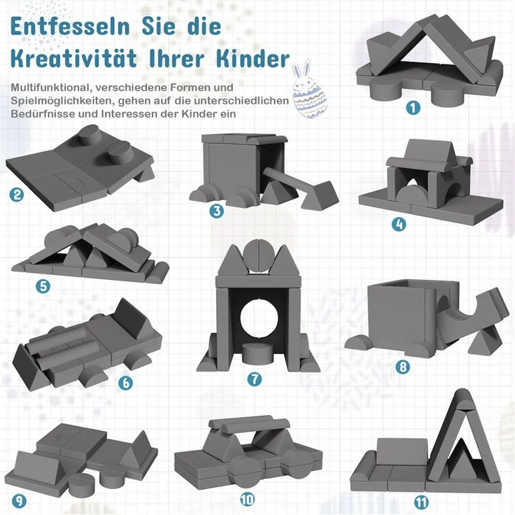 TLGREEN Kindersofa Spielsofa Cord, 15-Teiliges Modulare Kinderspielcouch, Kindersofa-Bausteine, Spielsofa für Kinder, kreatives Spielen für Kuschelecke im Kinderzimmer – Bild 2