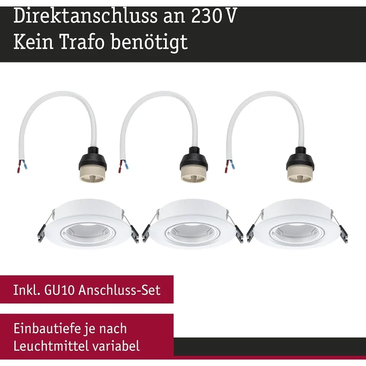 Paulmann LED Einbauleuchte 3er-Set weiß schwenkbar Ø 9 cm – Bild 4