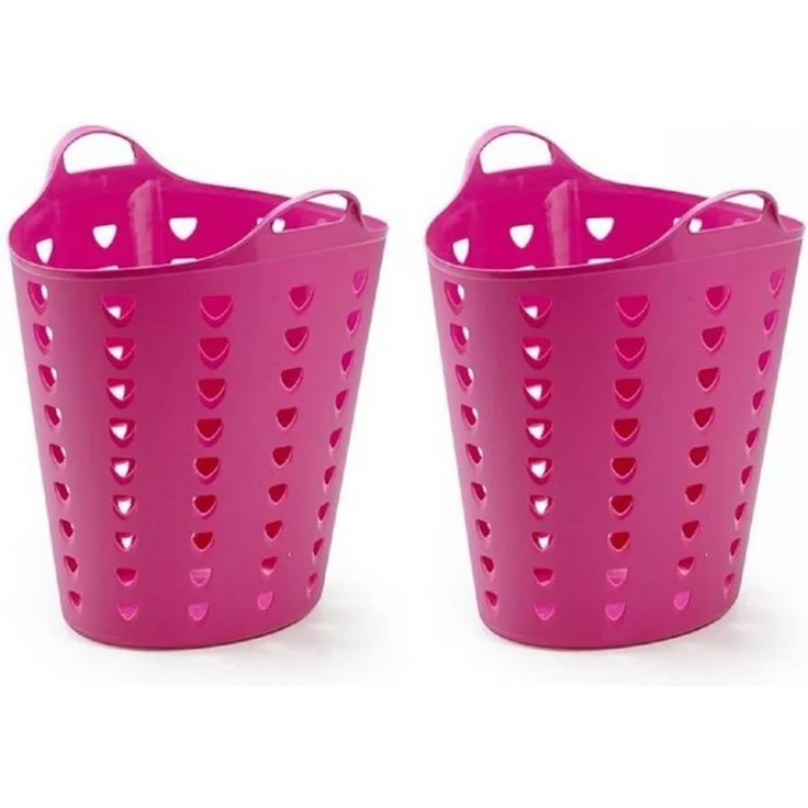 Kreher Aufbewahrungskorb Set: 2 x Flexibler Tragekorb 65 Liter Pink/Blau (Farbe wählbar) – Bild 2
