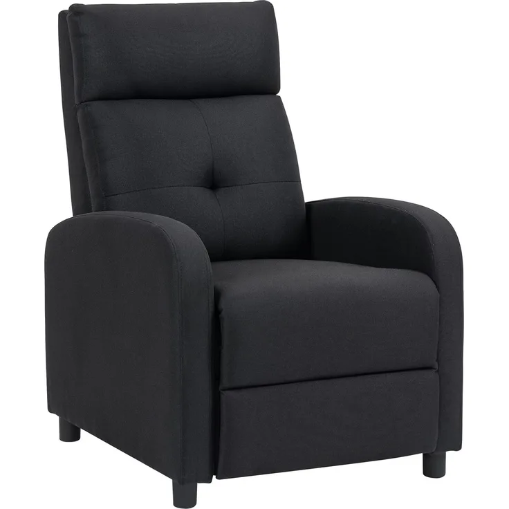 Wohnora-Relaxsessel mit Liegefunktion, ausfahrbares Fußteil, Taschenfederkern, bis 150 kg, Schwarz,H 980cm x T 870cm x B 670cm