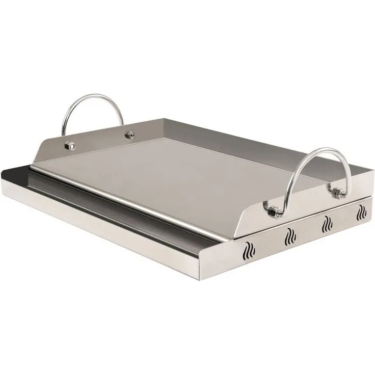 BBQ-Toro Grillplatte Edelstahl Grillplatte, 64 x 40,5 cm, BBQ Plancha, Mit Rinne für Bratreste und überschüssiges Öl