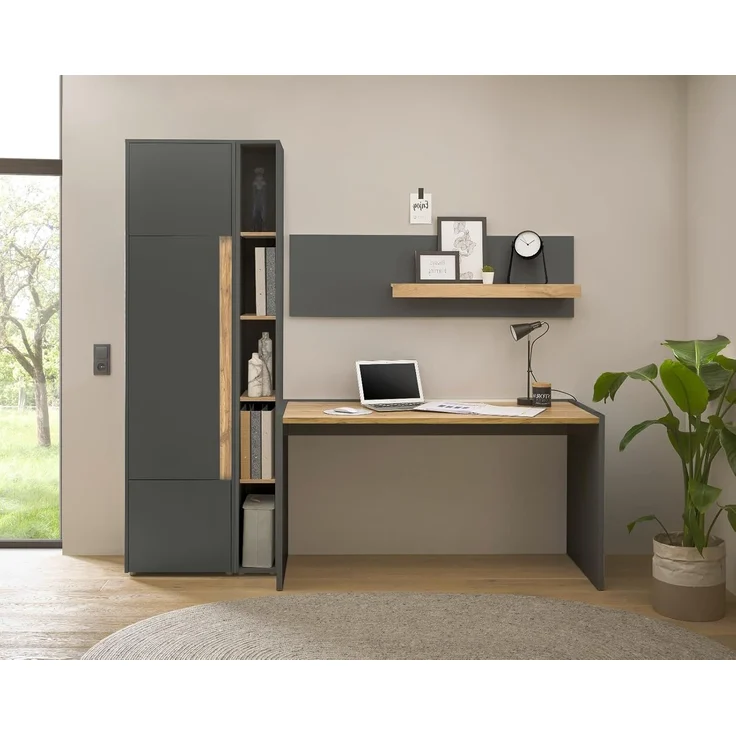 Büromöbel Set Center in grau matt und Eiche Wotan 213 cm – Bild 2