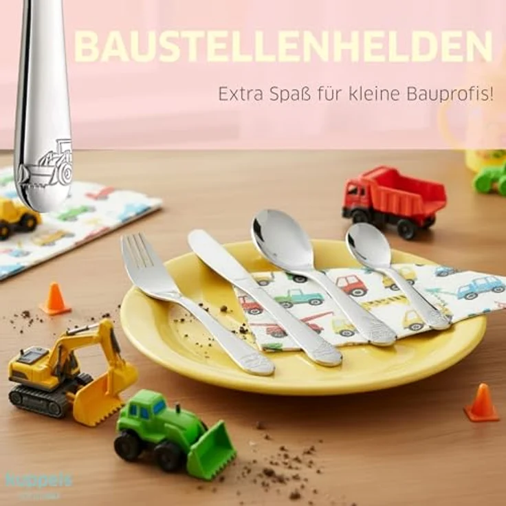 Kuppels BAUSTELLENHELDEN Kinderbesteck Set 4-teilig – Bild 3