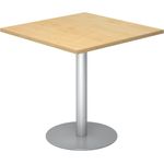 bümö Besprechungstisch, Esstisch klein, Tisch eckig 80x80 cm - kleiner Esstisch Ahorn, Rundtisch Esstisch 2 Personen mit Holz-Platte, Säule aus Metall in silber, Konferenztisch, Bistrotisch, STF88-3-S