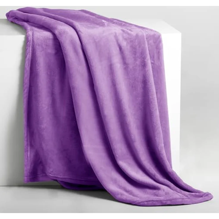 DecoKing Kuscheldecke 160x210 cm violett Decke Microfaser Tagesdecke Fleece weich sanft kuschelig Pflaume Violet Plum Mic – Bild 2