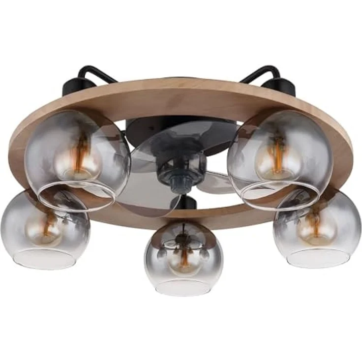 GLOBO LIGHTING Deckenleuchte, Leuchtmittel nicht inklusive, Deckenventilator Deckenlampe Ventilatorleuchte Fernbedienung Holz Glas – Bild 4