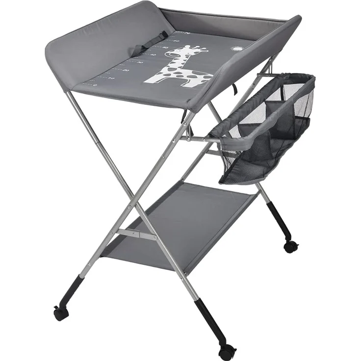 Wickelstation für Baby, Wickeltisch, faltbar, tragbar, Wickeltisch, faltbar, tragbar, mit Aufbewahrungskorb, maximale Belastung von 25 kg,80 x 65 x 99 cm (Dunkelgrau) – Bild 1