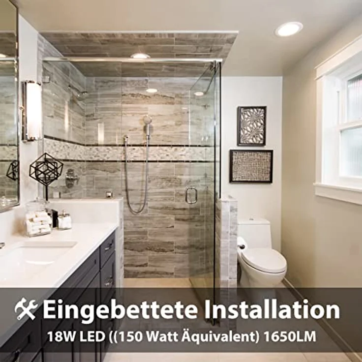LVWIT 2x18W Ultraslim LED Einbauleuchten, ersetzt 150W Halogen, runde Deckenleuchte mit Treiber, Neutralweiß 4000K, 1650 lm, AC 230V, Downlight/Einbaustrahler/Einbauspots (2er Pack) – Bild 3